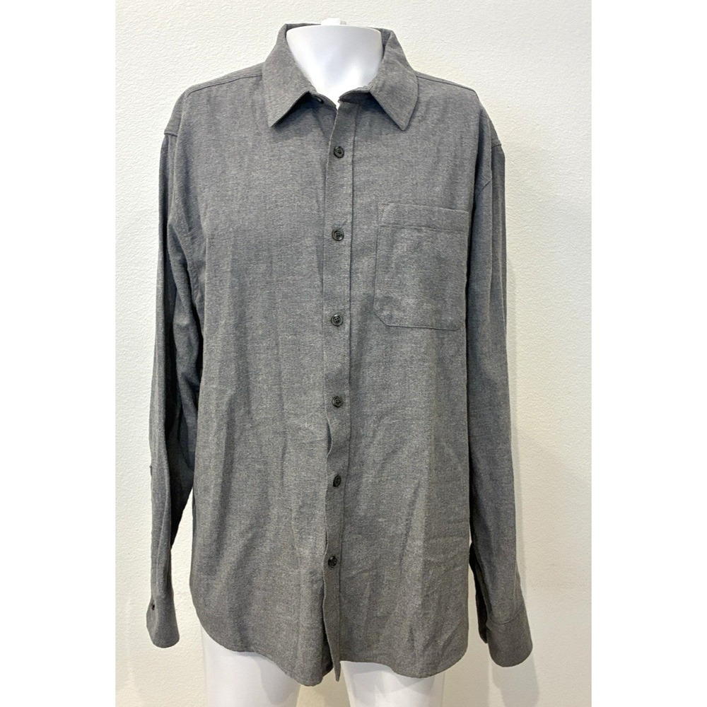 Eddie Bauer Mens Button Up Shirt XL Gray Long Sleeve 100% Cotton Soft Classic